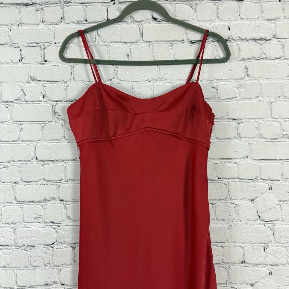 WAYF Red Empire Waist Satin Slip Midi Dress Party Cocktail NWT - Picture 5 of 14